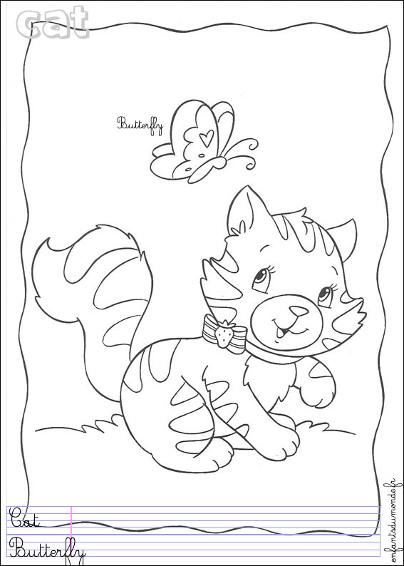 coloriage chat 3 .. Coloriages Animaux domestiques en anglais